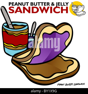 An image of a Peanut Butter Jelly Sandwich. Stock Photo