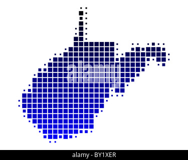 Square dots pattern map of West Virginia. Dotted pixel map with flag ...