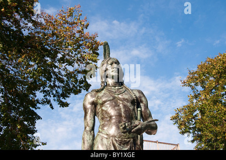 Statue of Indian Chief Massasoit in the lovely town of Plymouth ...