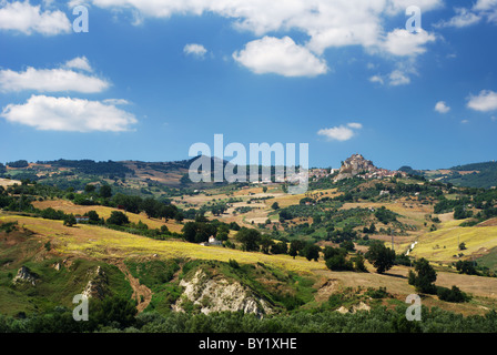 Rural landscape of region Molise in center Italy, the little villages are Limosano and S.Angelo Limosano Stock Photo