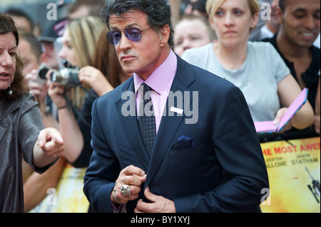 Actor and director Sylvester Stallone arrives for the premiere of 'The Expendables,' on Monday night, August 9, 2010, at the Stock Photo