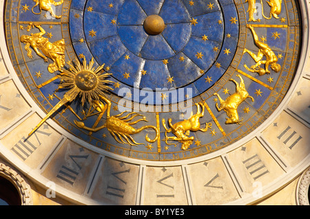 Close up of the astronomical clock face of St Mark's Clock- Venice Italy Stock Photo