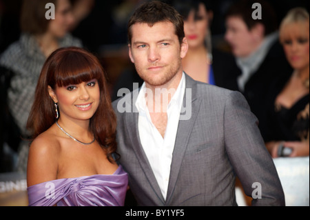 Actor Sam Worthington and girlfriend attend the world premiere of 'The Clash of the Titans,' a remake of the 1981 film, at Stock Photo