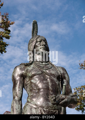 Statue of Indian Chief Massasoit in the lovely town of Plymouth ...