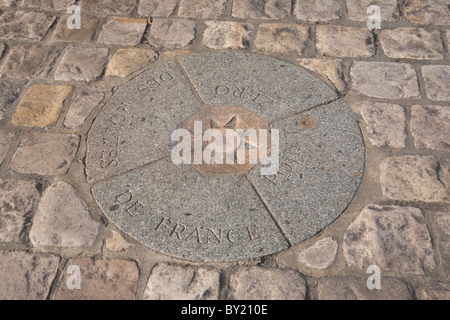 Point Zero outside Notre Dame Cathedral in Paris, France Stock Photo