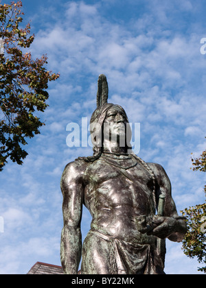 Statue of Indian Chief Massasoit in the lovely town of Plymouth ...