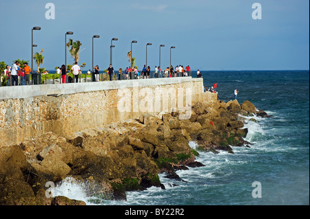 The Caribbean, Dominican Republic, Santo Domingo, The Malecon waterfront on Avenue George Washington Stock Photo