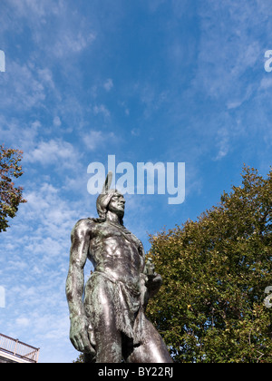 Statue of Indian Chief Massasoit in the lovely town of Plymouth ...