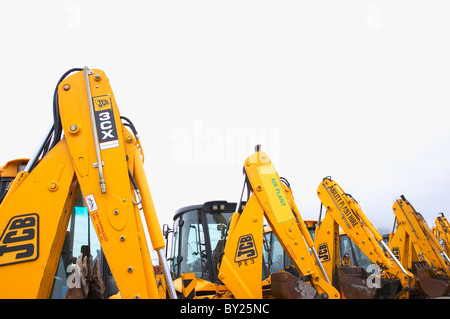 Diggers for sale on auction yard England UK. Stock Photo