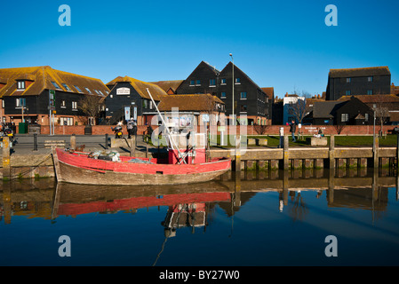 Old Fishing Boat Moored On The River Tillingham at Strand Quay Rye East Sussex England Stock Photo
