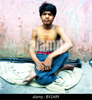 A young man sitting down in Delhi. India Stock Photo