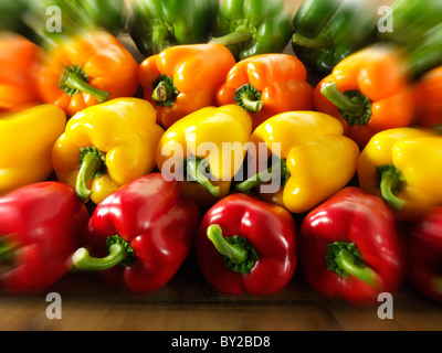 Mixed red, green, yellow & orange fresh bell peppers photos, pictures & images Stock Photo