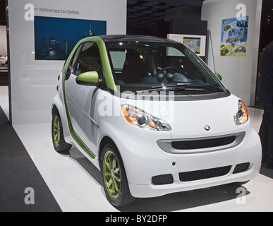 Detroit, Michigan - The plug-in electric Smart car on display at the North American International Auto Show. Stock Photo