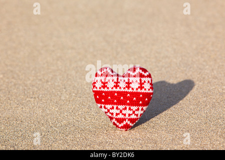 Red Heart On Sandy Beach Word Stock Photo 1161487648