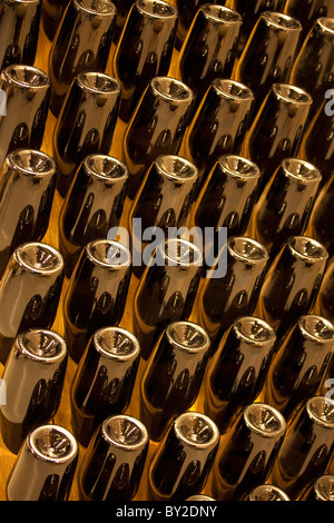 Germany,Saxony, the Saxon State Winery at Wackerbarth Castle, sparkling wines being racked Stock Photo