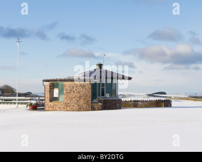 Heavy snow on the golf course in North Berwick, East Lothian, Scotland Stock Photo