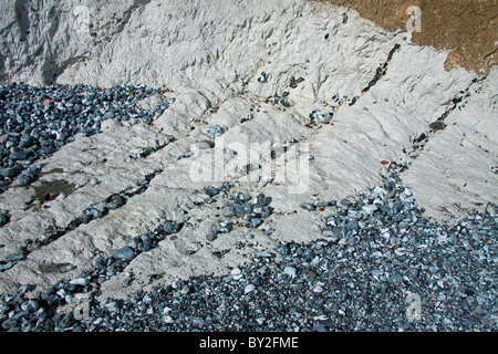 Chalk cliff showing layers of flint rock in Jasmund National Park on Rugen Island on the Baltic Sea, Germany Stock Photo