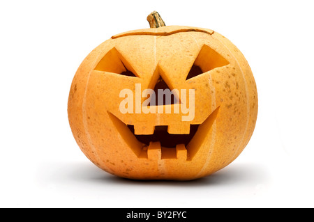 Halloween scary pumpkin face isolated on white Stock Photo