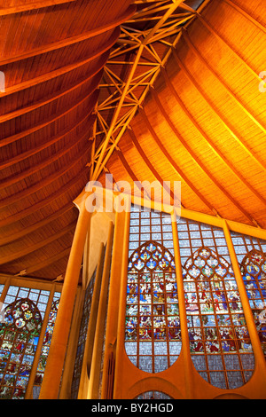 Illuminated Interior of Joan of Arc Church in Rouen, Normandy, France Stock Photo