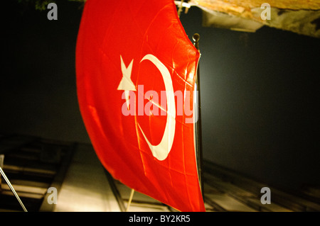 The Flag of Turkey, known in Turkish as Ay Yıldız (moon star.) or Albayrak (Red flag). Stock Photo