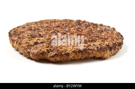 Cooked minced beef burger isolated on white background Stock Photo