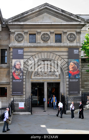 National Portrait Gallery entrance to famous Art Gallery for portraits of historically important & famous British people London England UK Stock Photo