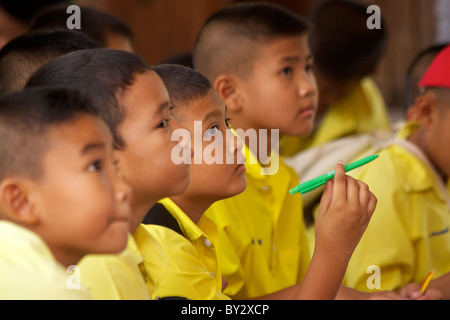 School children visiting the Eco-Tourism Agriculture Centre at Bang Plub in Samut Songkhram Stock Photo