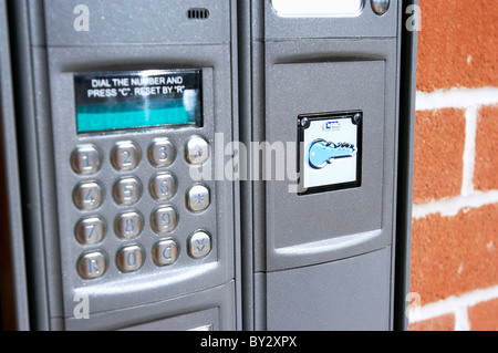 Intercom front entrance to new flats Stock Photo