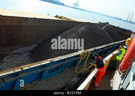 Quarry with barge loading facility Kent UK Stock Photo