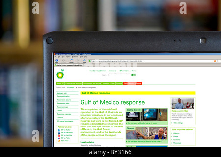 The BP website outlining the response to the Gulf of Mexico Oil Spill in 2010, UK Stock Photo