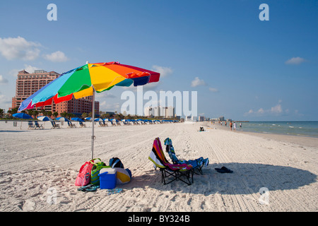 Beach Umbrella at Clearwater Beach, FL Stock Photo
