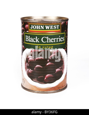 A tin of John West Brand black cherries in syrup Stock Photo