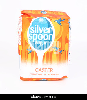 A bag of caster sugar on white background Stock Photo