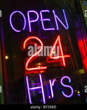 Neon shop open sign Stock Photo