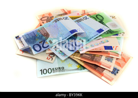 a big pile of euro notes on a white background Stock Photo - Alamy