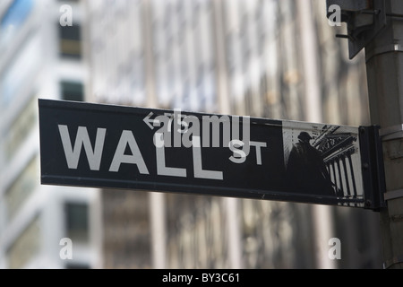 USA, New York City, Manhattan, Wall Street sign Stock Photo