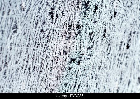 Close up of ice crystals on a window Stock Photo