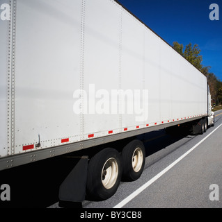 USA, Vermont, white semi truck Stock Photo