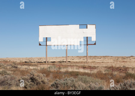 USA, Arizona, Winslow, Blank billboard against blue sky Stock Photo