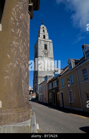 St Anne's Church Steeple  built in 1772 and columns of the Butter Exchange, Shandon, Cork City, Ireland Stock Photo