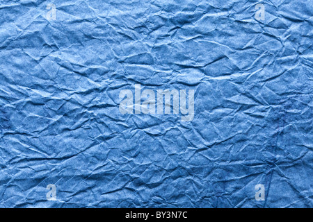 Image texture of crumpled blue paper. Stock Photo