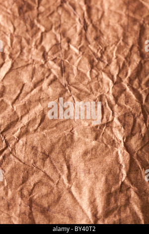 Image texture of crumpled brown paper. Stock Photo