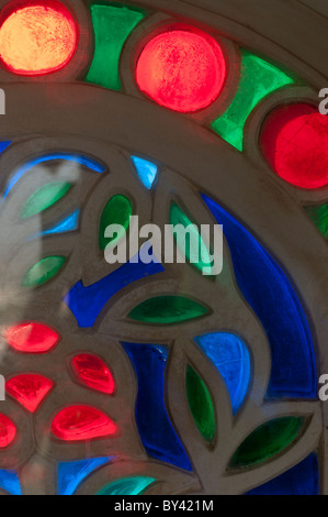 stained glass window of colored glass Stock Photo - Alamy