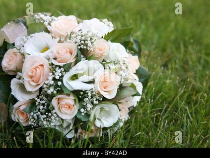 Image of beautiful bunch of flowers on the green grass Stock Photo