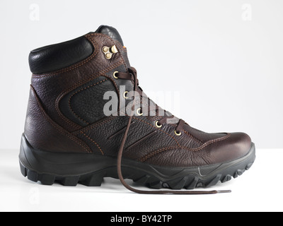 Leather winter boots isolated on white background Stock Photo