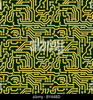 Abstract seamless texture - green electronic circuit board Stock Photo