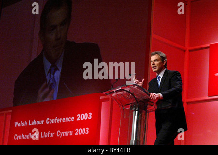 Tony Blair at Welsh Labour Conference. Stock Photo