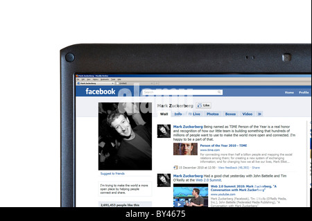 Mark Zuckerberg's (founder of Facebook) page on the Facebook social networking site Stock Photo