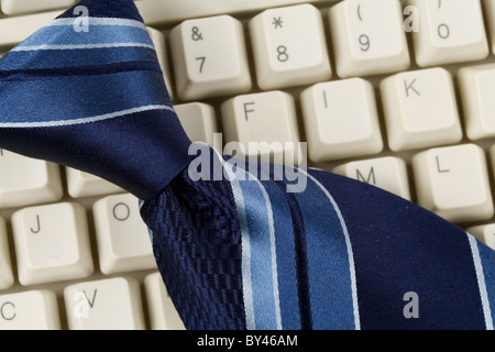 Blue Necktie and Keyboard close up shot Stock Photo - Alamy