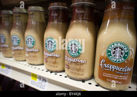 Bottles of Starbucks Frappuccino coffee are seen a supermarket on Saturday, Janaury 15, 2011. (© Richard B. Levine) Stock Photo